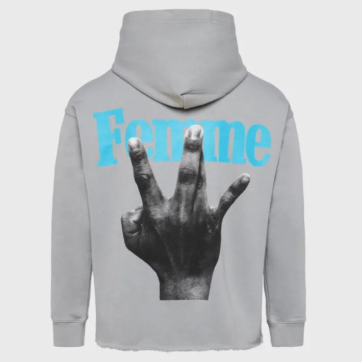 Discount Homme + Femme Twisted Fingers Hoodie Grey with Light Pink and Blue