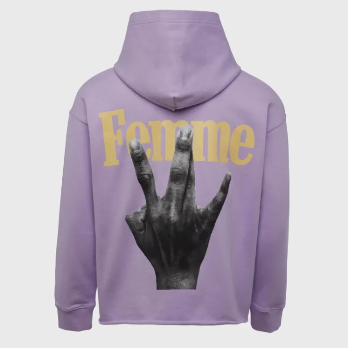 Sale Homme + Femme Twisted Fingers Hoodie Lavender with Red and Cream