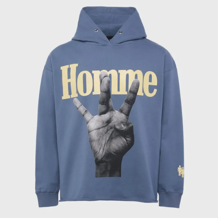 Sale Homme + Femme Twisted Fingers Hoodie Navy with Cream and Lavender