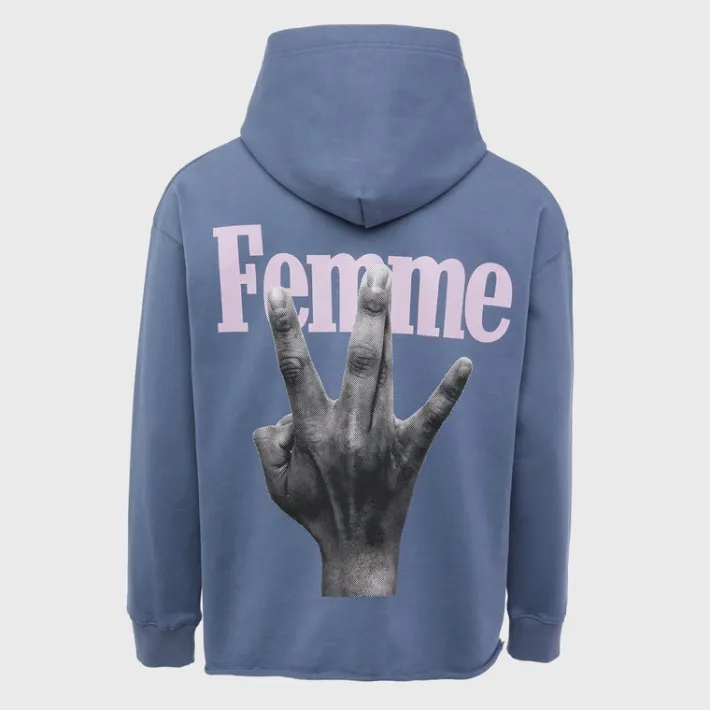 Sale Homme + Femme Twisted Fingers Hoodie Navy with Cream and Lavender
