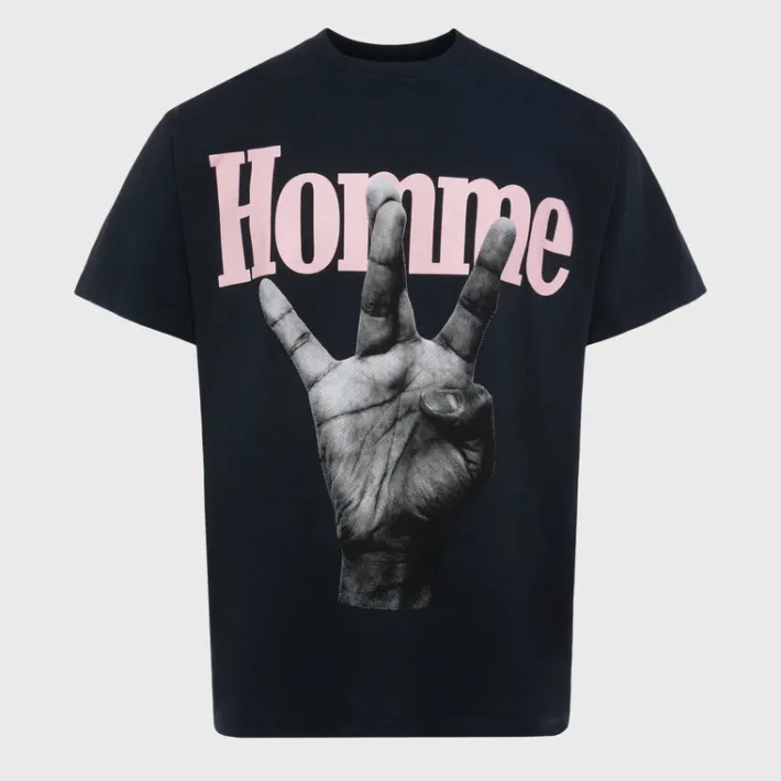 Best Homme + Femme Twisted Fingers Tee Black with Pink and Cream