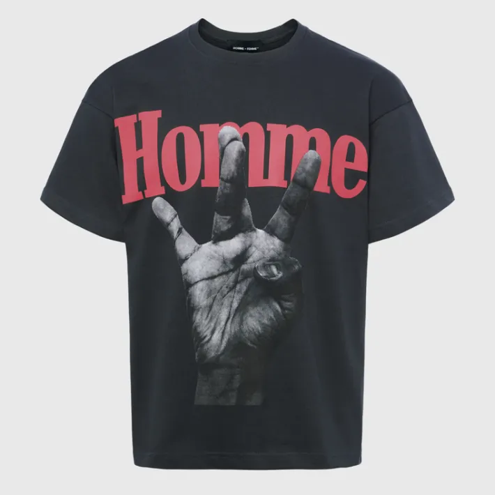 Fashion Homme + Femme Twisted Fingers Tee Black with Red