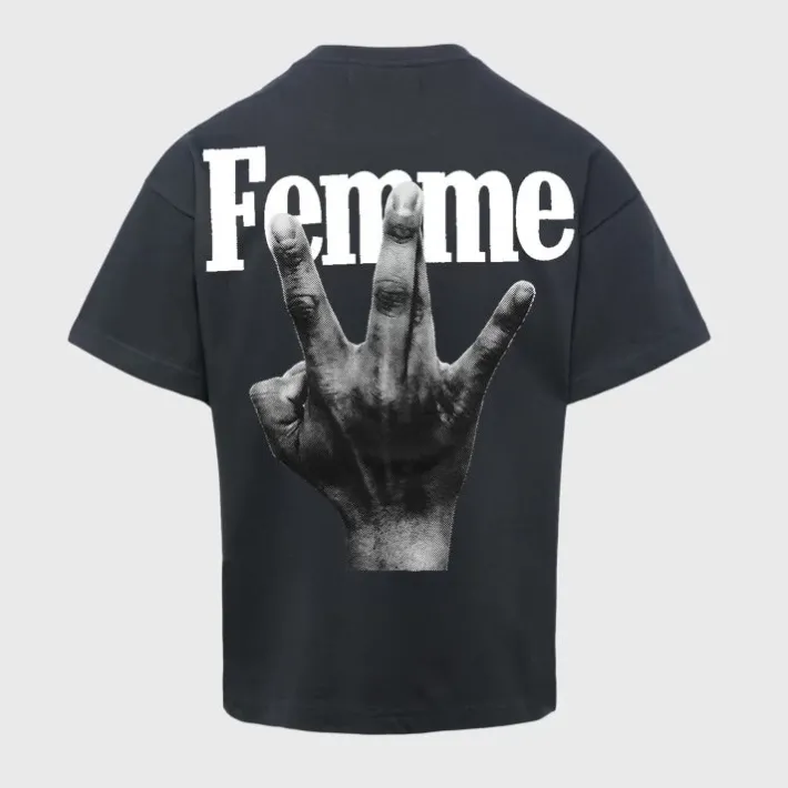 Online Homme + Femme Twisted Fingers Tee Black with White
