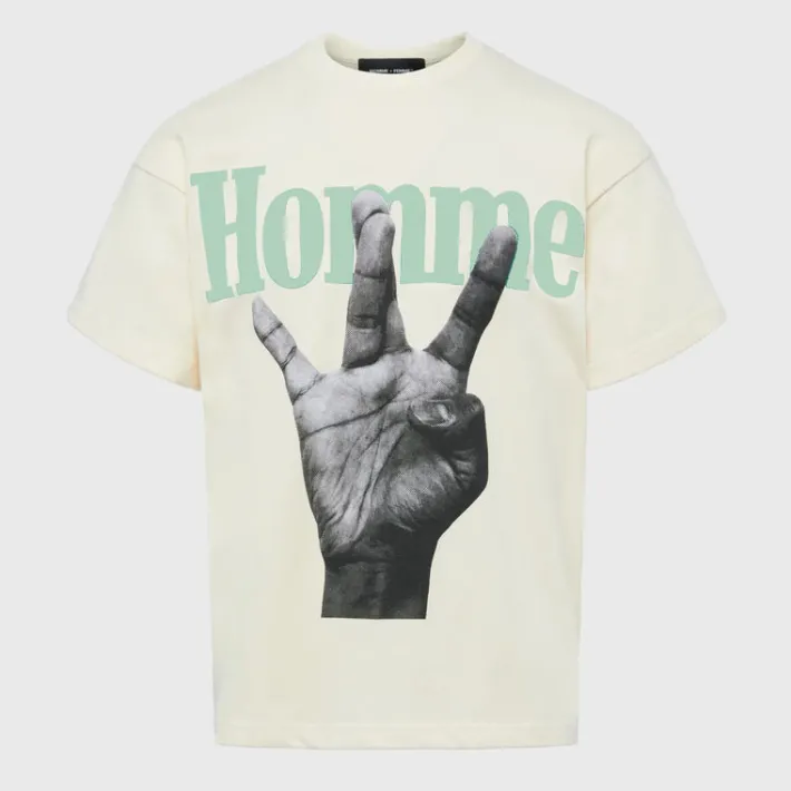 Best Homme + Femme Twisted Fingers Tee Cream with Green