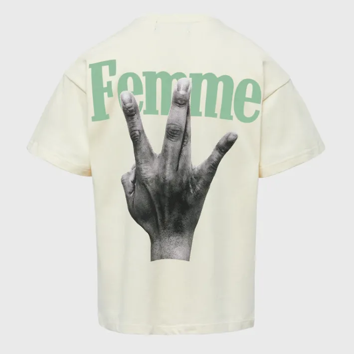 Best Homme + Femme Twisted Fingers Tee Cream with Green