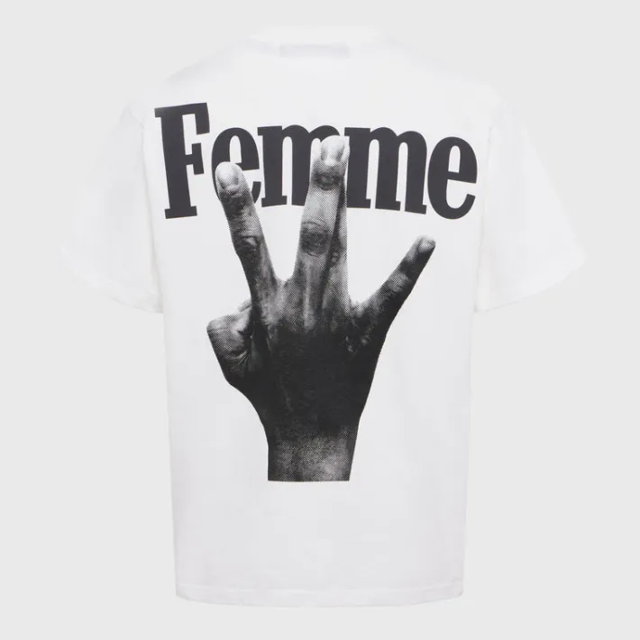 Clearance Homme + Femme Twisted Fingers Tee White with Black