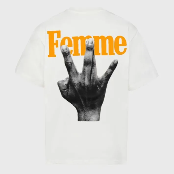Hot Homme + Femme Twisted Fingers Tee White with Blue and Orange