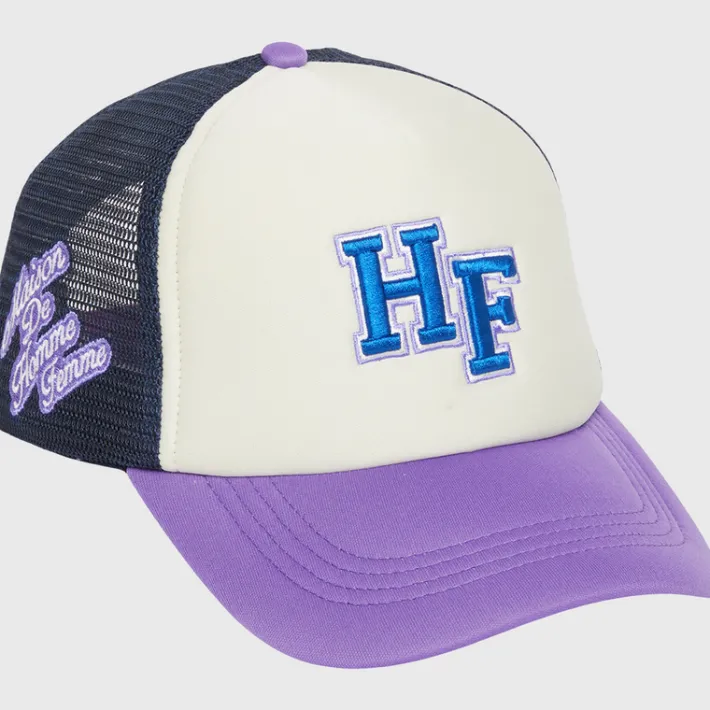 Online Homme + Femme Varsity Font Trucker Blue and Purple