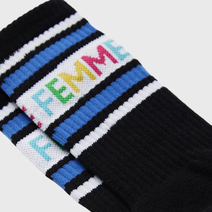 Sale Homme + Femme Vintage Sock Black and Multicolor