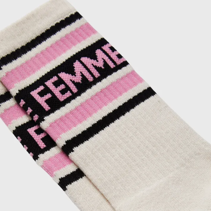 Best Homme + Femme Vintage Sock Cream with Pink and Black