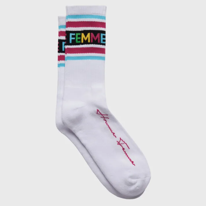 Online Homme + Femme Vintage Sock White and Multicolor