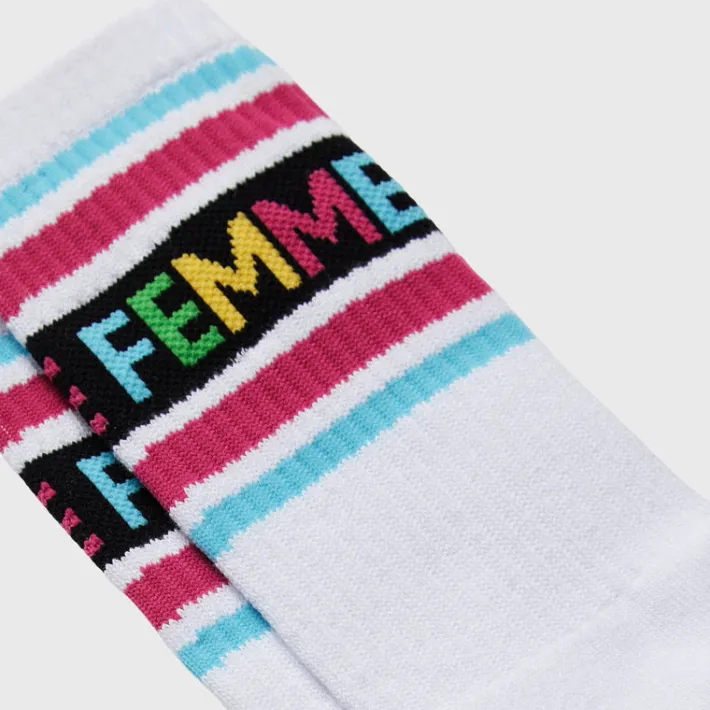 Online Homme + Femme Vintage Sock White and Multicolor
