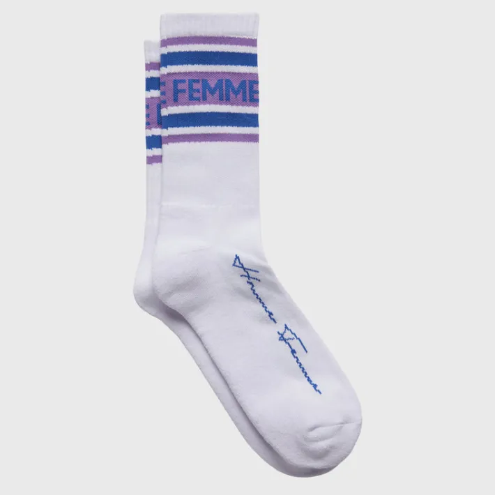 Outlet Homme + Femme Vintage Sock White and Purple