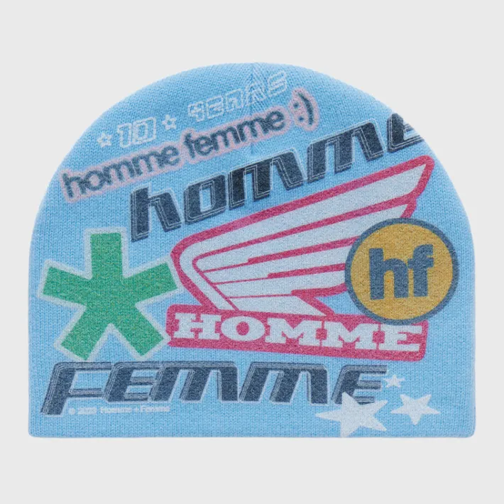 Discount Homme + Femme Wool Racing Beanie Blue