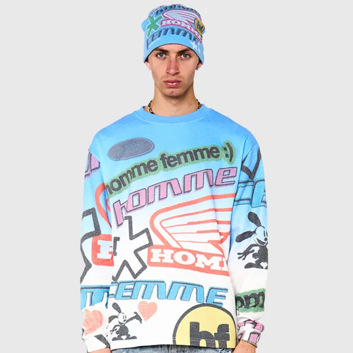 Discount Homme + Femme Wool Racing Beanie Blue