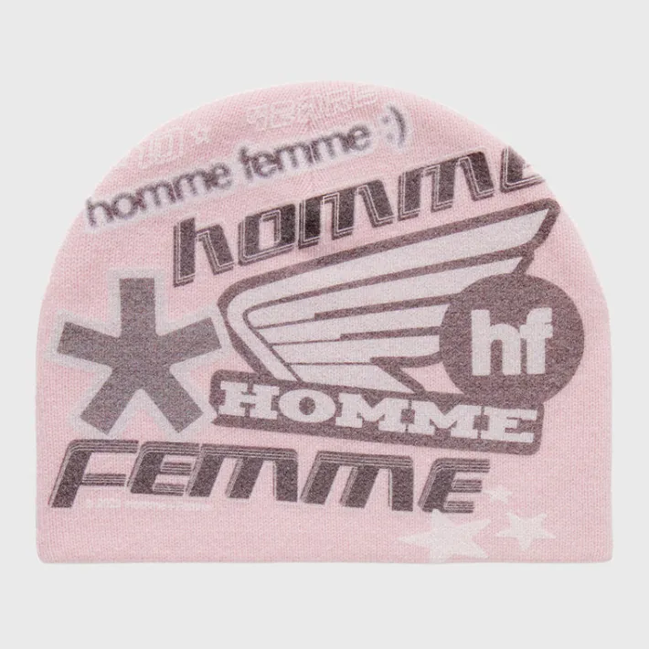 Fashion Homme + Femme Wool Racing Beanie Pink