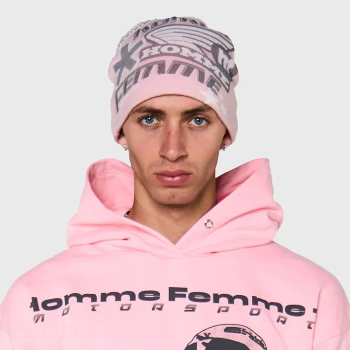 Fashion Homme + Femme Wool Racing Beanie Pink